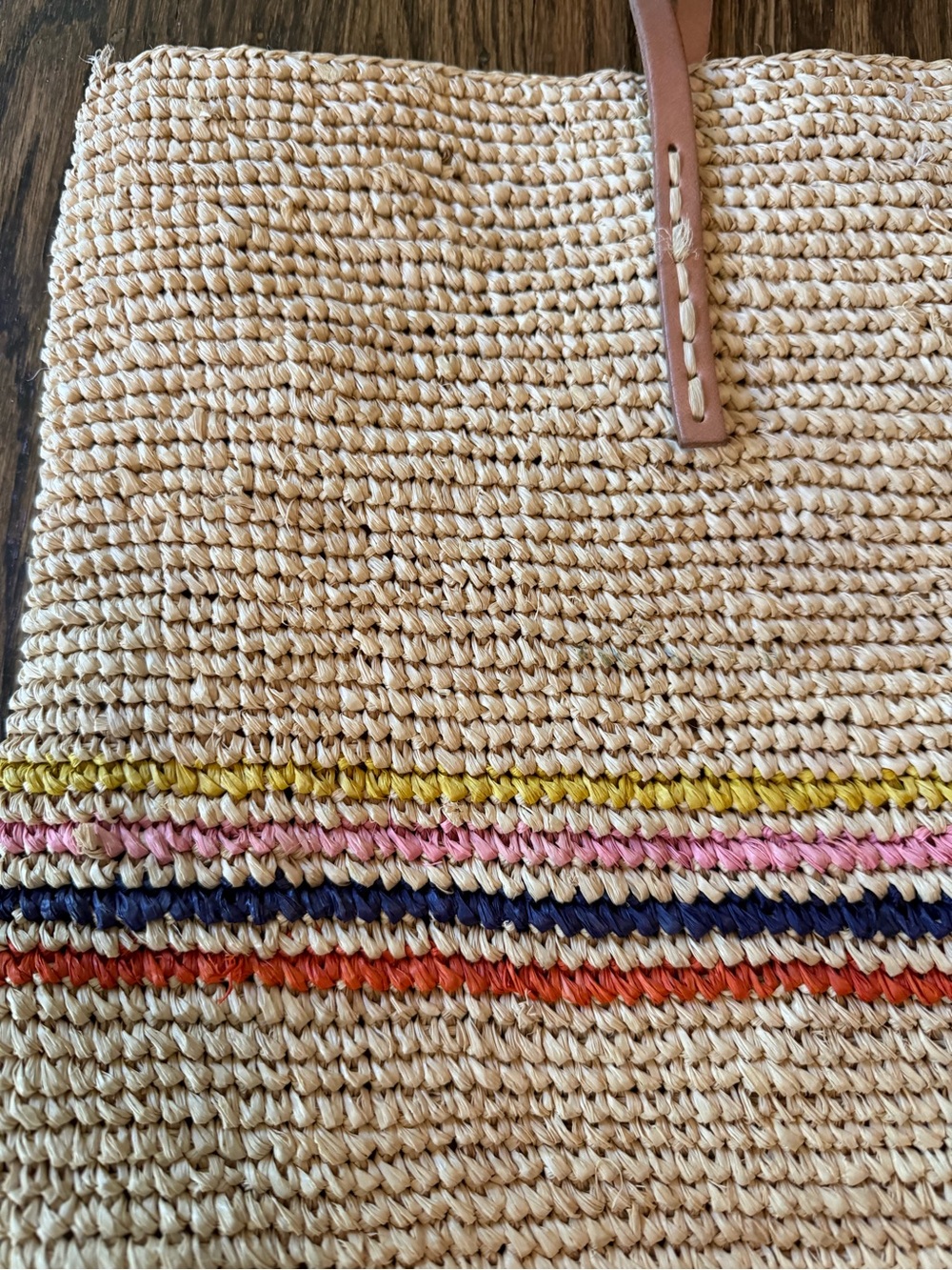 Velvet by Graham and Spencer Woven Straw Tote Bag with Multicolor Stripe Ez Fix - Picture 2 of 11